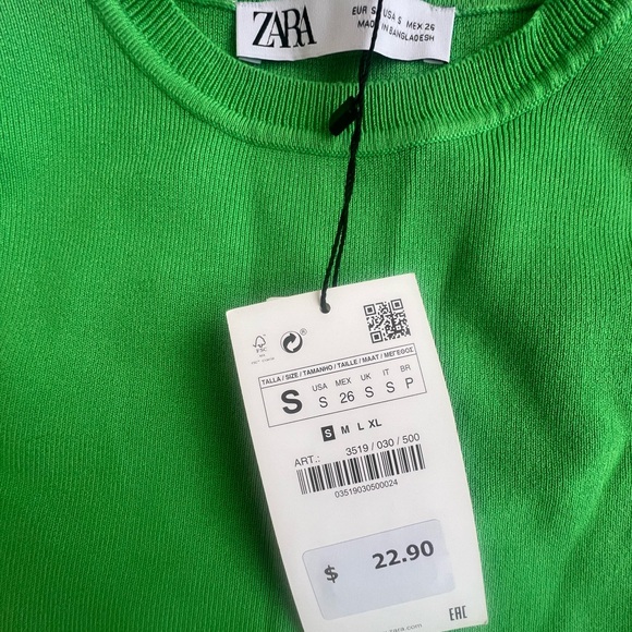 Zara, Green top, size S - Picture 4 of 4